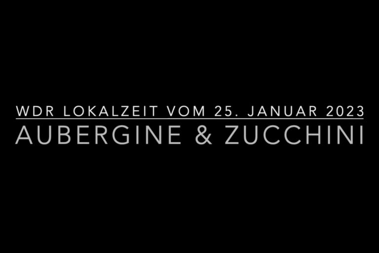 Titelgrafik zum WDR-Lokalzeit-Bonn-Beitrag über Aubergine & Zucchini – Schulverpflegung in Meckenheim vom 25. Januar 2023